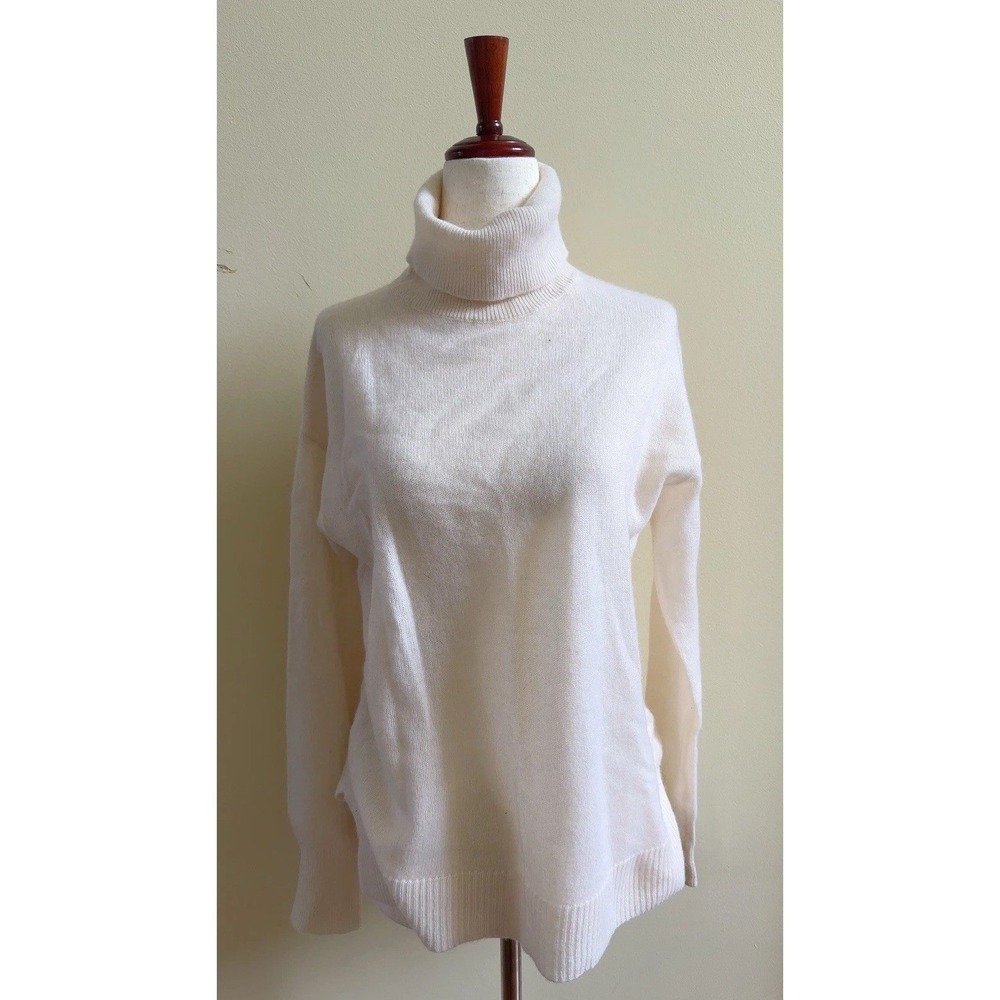 NEW NORDSTROM 100% Cashmere Turtleneck Sweater Womens Cream White Size S